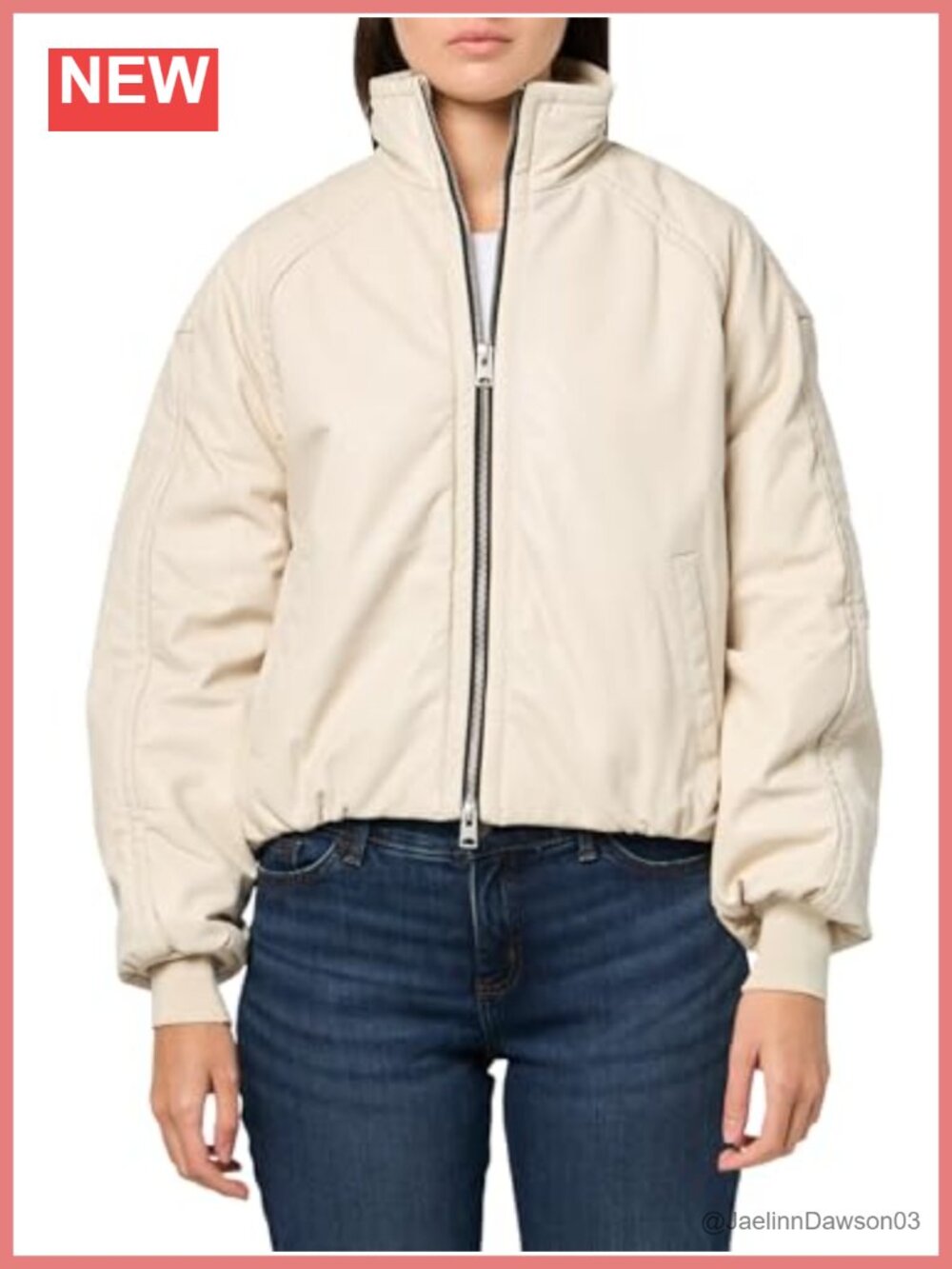 Leather Bomber Jacket Long Sleeve Zip Slant Pocket Spring Summer